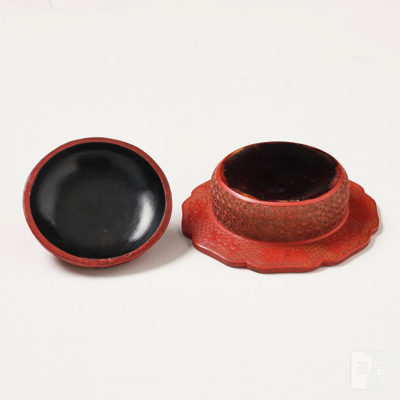 A Chinese three-colour lacquer box and cover, - 图9
